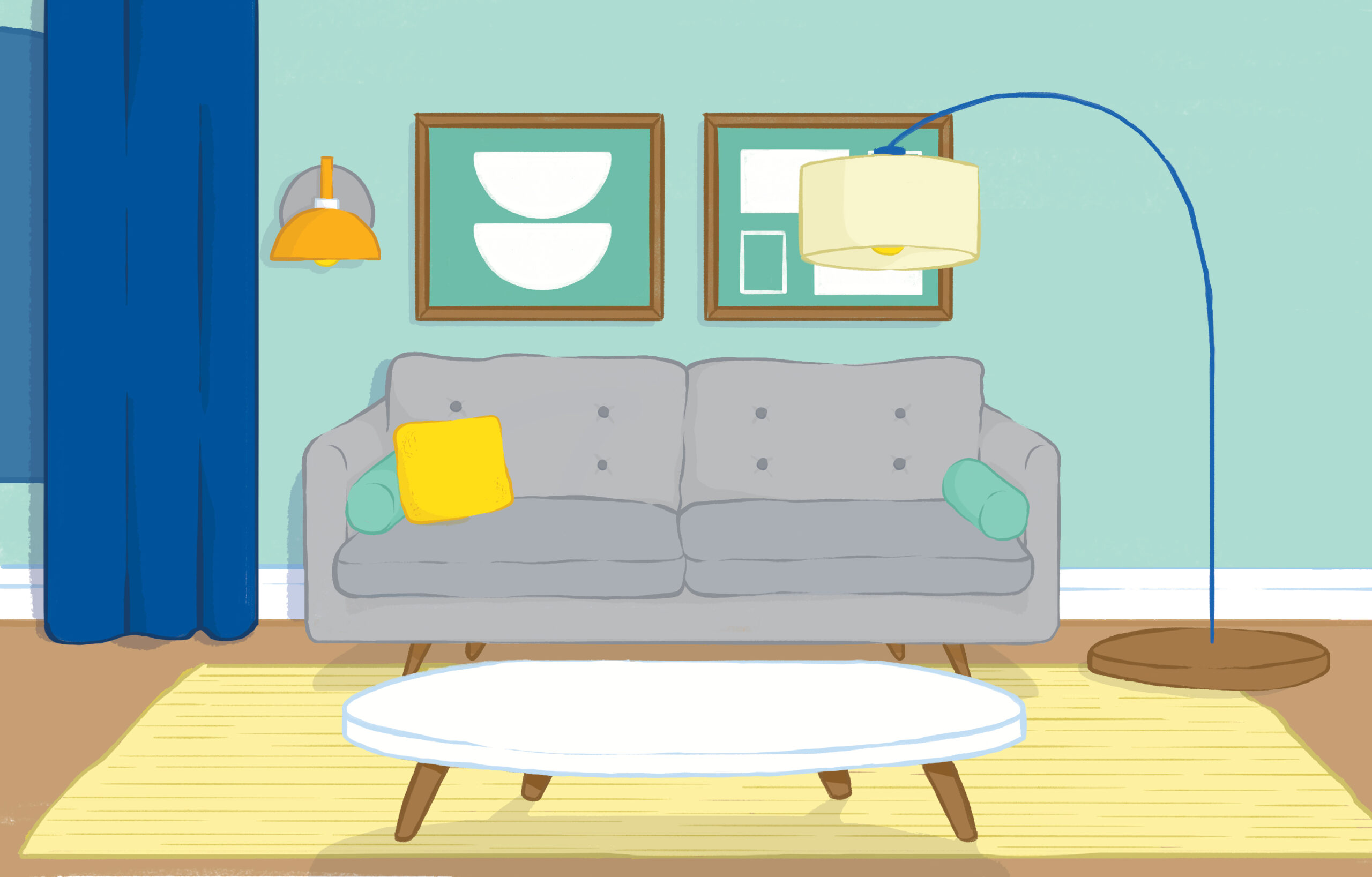 Illustration of home interior with this season's decor trends